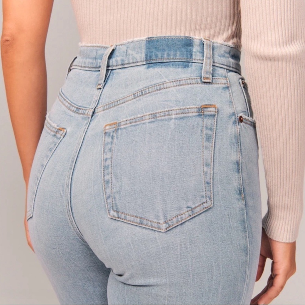 Abercrombie & Fitch Curve Love The Ankle Straight Ultra Hi Rise Jeans Blue Sz 4s - Picture 2 of 11